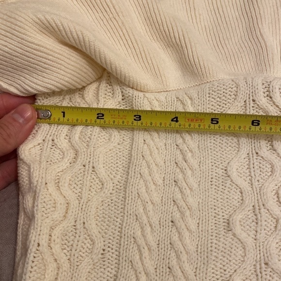 Project Naadam Cream Ruffle Cable Knot Sweater. Size Xs - Picture 3 of 8